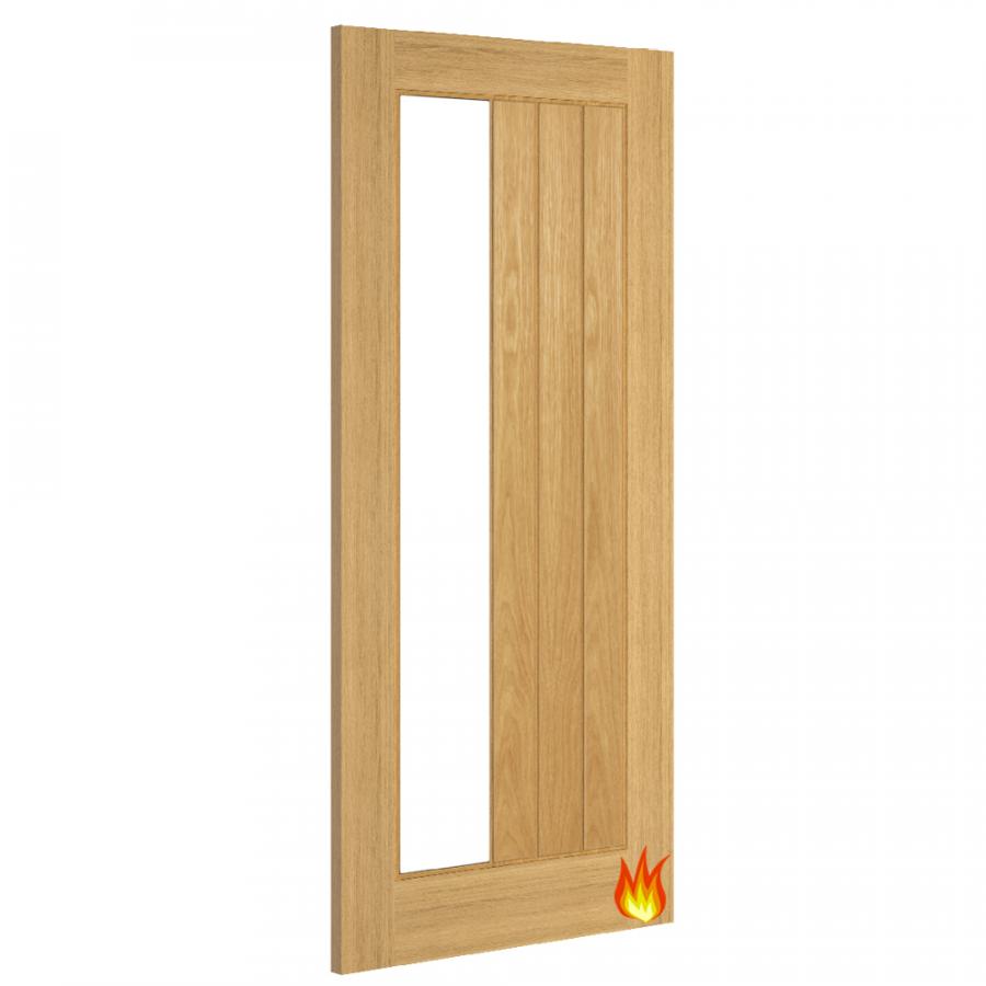 Cottage Ely 1SL Glazed Internal Oak Fire Door (18mm lippings) Pre-finished